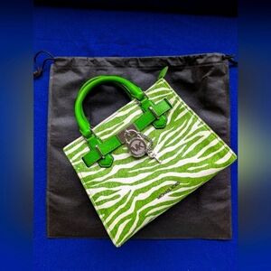 Michael Kors Hamilton Small Green Zebra Print Women's Bag